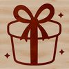 A 2D vector illustration of a gift box with decorative wrapping paper and ribbons.