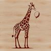 Giraffe Illustration with Distinctive Spots A stylized illustration of a giraffe, featuring distinctive spots and long neck.