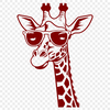 Colorful Savannah Gentle Giant A colorful giraffe wearing trendy sunglasses on the savannah.