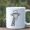 Giraffe Silhouette Wearing A Hat A tall, even-toed ungulate with long neck and legs wearing a hat.