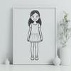 Free Young Character SVG Design A young girl character illustrated as a vector graphic.