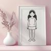 Young Girl Vector Character Design A young female character designed as a vector graphic with clean lines and simple features.