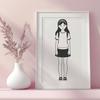 Beautiful Digital Drawing A digital illustration of a young girl in a simple style.