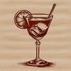 A colorful cocktail in a glass, designed as a reusable clip art template.