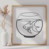 Happy Fish in a Bowl Vector Art Goldfish in a fish bowl, vector illustration for graphic design.