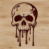 Gothic Drip Effect SVG A stylized illustration of a skull with dripping liquid effects, suitable for Halloween-themed designs.