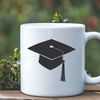 Vector Design Graduation Cap Symbol A stylized graduation cap with tassels, designed as a vector graphic for educational purposes.
