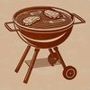 BBQ Grill Setup Illustration A detailed illustration of a BBQ setup with grills and utensils.