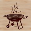 Charcoal Grill Design Vector A graphic representation of a charcoal grill with a cooking utensils layout, ideal for design projects.