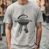 Backyard Cooking Vector Art A minimalist illustration of a traditional backyard grill setup with sizzling food, perfect for graphic design projects.
