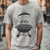 Free BBQ Grill Illustration A stylized illustration of a BBQ grill with food being cooked on top.