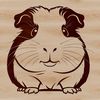 A cute, furry guinea pig sitting in its cage.