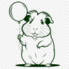 Friendly Guinea Pig Cartoon A cartoon illustration of a happy guinea pig sitting on a balloon.