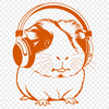 Guinea Pig Music Lover Illustration A cute illustration of a guinea pig wearing headphones, suitable for graphic design projects.