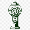 A digital illustration of a classic gumball machine with colorful graphics and iconic design elements.