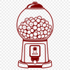A digital illustration of a classic gumball machine with colorful balls spilling out.
