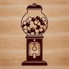 Colorful Vintage Gumball Machine Design A digital illustration of a classic gumball machine with a colorful design.