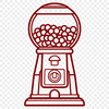Whimsical Vintage Style Gumball Machine SVG A colorful illustration of a classic gumball machine with a transparent background.
