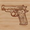 A 2D illustration of a handgun, suitable for vector art and cutting machine designs.