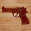 A scalable vector graphic representation of a handgun with precise lines and shapes.