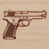 A detailed vector illustration of a handgun in various formats including SVG and PDF.