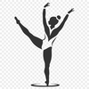 A young female athlete in mid-air, performing a vaulting motion, with bold lines and vibrant colors.