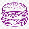 Hamburger Illustration with Toppings A simple illustration of a hamburger with cheese and toppings on a bun.