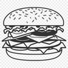 Delicious Digital Burger Illustration A digital illustration of a classic cheeseburger on a toasted bun with lettuce and tomato.