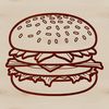 Melted Cheese Hamburger Vector Art A stylized illustration of a hamburger with sesame seed bun and melted cheese.