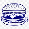 Delicious Hamburger Graphic A graphic representation of a classic cheeseburger featuring a beef patty, melted cheese, lettuce, tomato, and condiments.