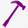 An illustration of a hammer tool with a flat head and handle.