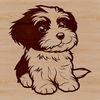 Whimsical White Havanese Breed Illustration A sitting Havanese dog breed with white coat.