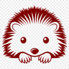 A small, spiky hedgehog peeking out from behind a leafy branch.