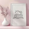 Free SVG House Template A simple house illustration in vector format suitable for various design purposes.