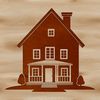 A 2D illustration of a residential building with multiple rooms and a roof.