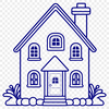 Beautiful Home Vector Graphics A 2D illustration of a single-family home with a simple design.