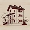 A minimalist illustration of a house with clean lines and simple design.