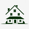 Simple House Silhouette A 2D representation of a house with simple lines and shapes.