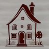 A simple line drawing of a residential building with a single story.