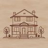 Simple house illustration designed as vector art for graphic design projects.