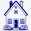 Simple 2D House Drawing in Vector Format A simple 2D illustration of a residential building with a pitched roof.