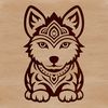 An illustration of a sitting Siberian Husky breed dog with ornate details.