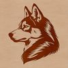 Free Husky Clip Art Vector Design A Siberian Husky's head with intricate facial features and a distinctive coat pattern, suitable for vector art designs.
