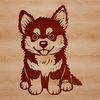 A high-quality SVG illustration of a sitting husky dog breed.
