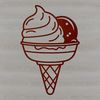 Summer Treat Illustration A colorful illustration of a single scoop of ice cream in a cone, served on a summer day.