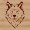 Wild Nature Illustration Wild animal illustration of a wolf's head with detailed fur texture.