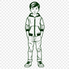 Single figure icon design A young boy standing alone in front of a simple background.