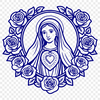 Beautiful Sacred Symbol Vector A floral design featuring a stylized representation of the Immaculate Heart, suitable for various uses in vector art.