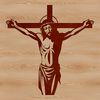 A stylized illustration of Jesus Christ in a traditional religious pose.
