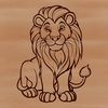 Wildlife Icon in a Relaxed Pose A lion sitting on its haunches, characteristic of big cat behavior in savannah environments.